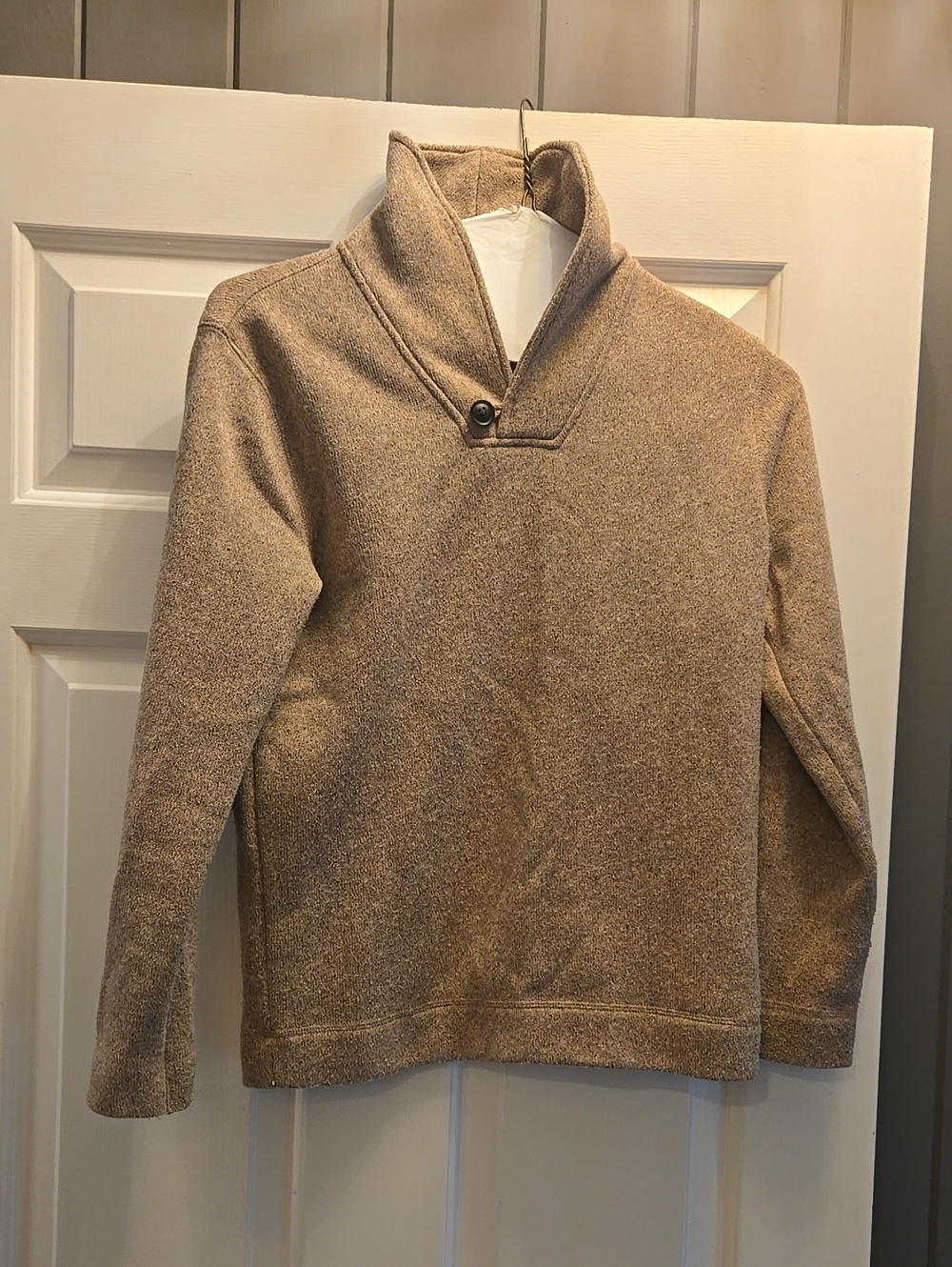 Boys Shawl Collar Pullover Sweater - Tan